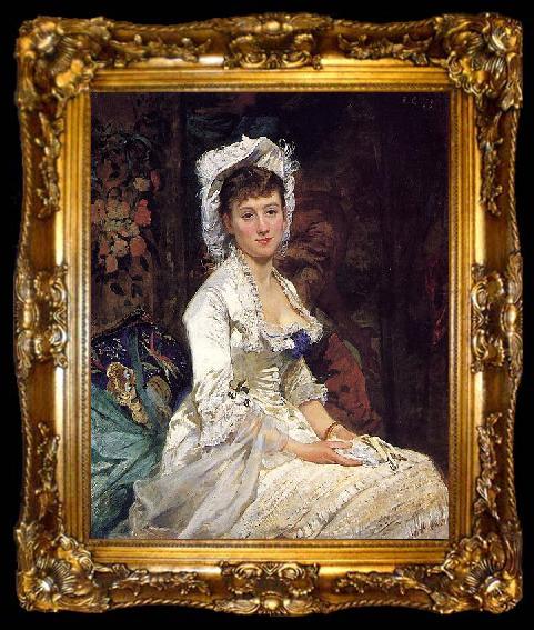 framed  Eva Gonzales Portrait of a Woman in White, ta009-2